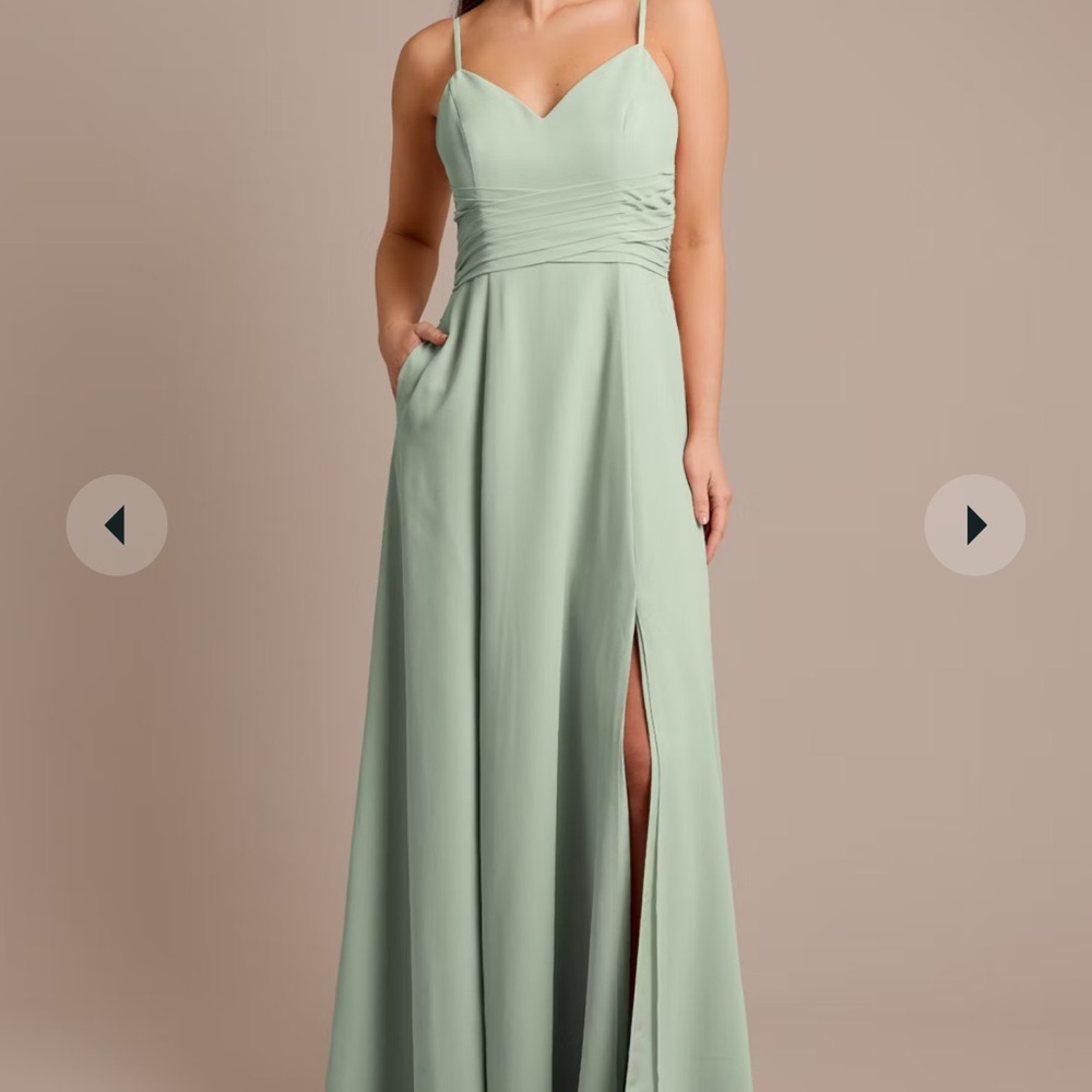 David’s Bridal Bridesmaid Dress chiffon back tie a-line dress in Dusty Sage